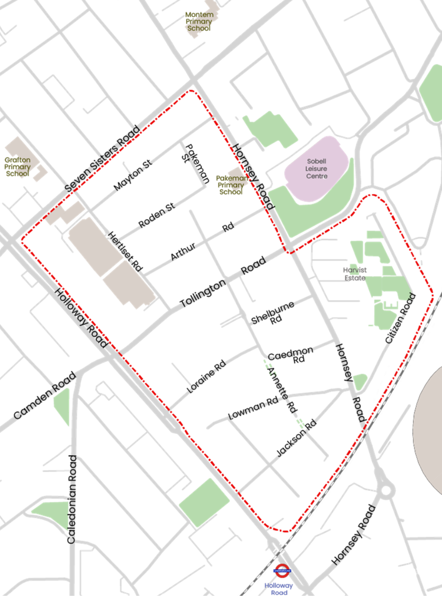Map section showing proposed Annette Road liveable neighbourhood area 