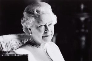 Her Majesty The Queen in black and white