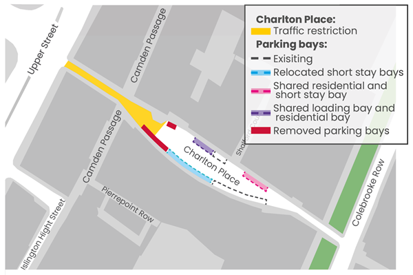 Map of proposed plans for Charlton Place and Camden Passage