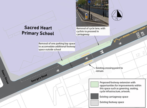 Map showing proposed improvements outside Sacred Heart Primary School
