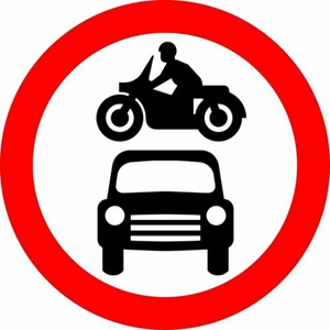 Road sign showing no motor vehicles are allowed
