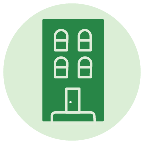 A house icon to signify decent and genuinely affordable homes for all