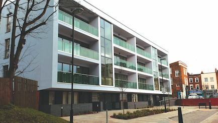 Lyon House a wide view of the block of flats