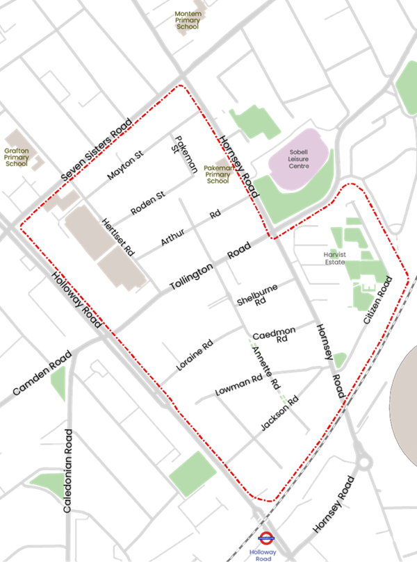 Map section showing proposed Annette Road liveable neighbourhood area