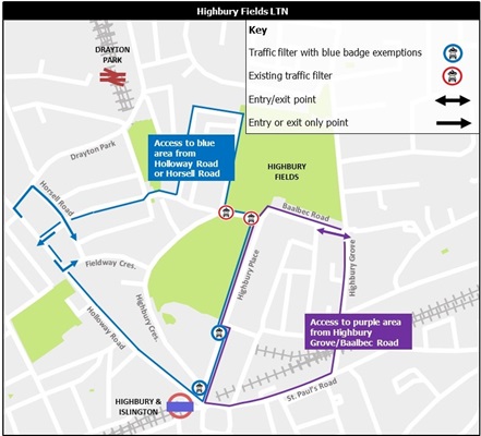 Map of the Highbury Fields LTN