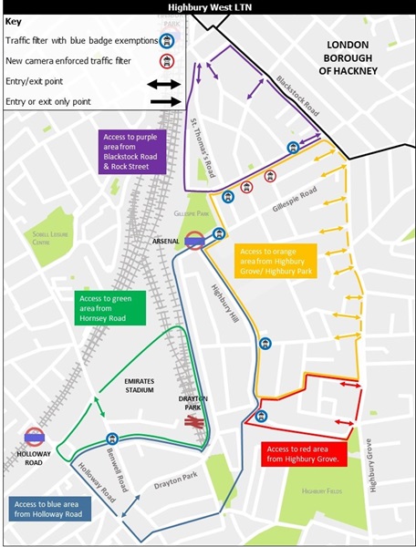 Map of the Highbury West LTN